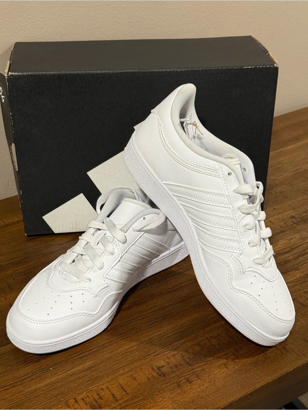 adidas Men's White Low-Profile Leather Sneakers